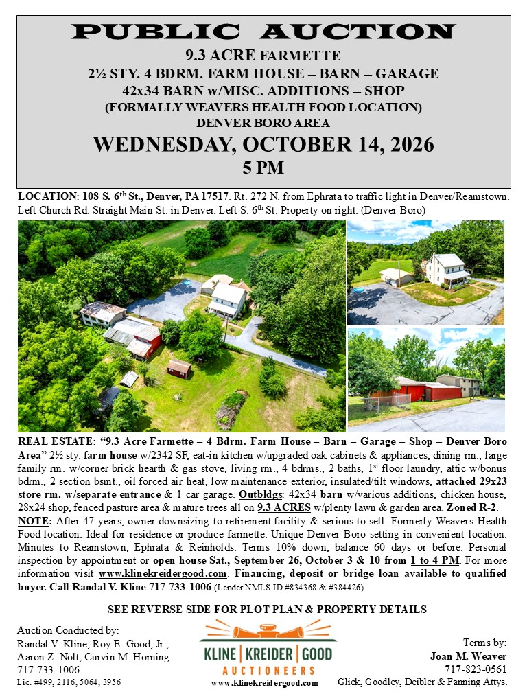 Estate Sale on Denver, Denver, PA — Denver, PA Sale by Kline, Kreider & Good Auctioneers, LLC, photo 1