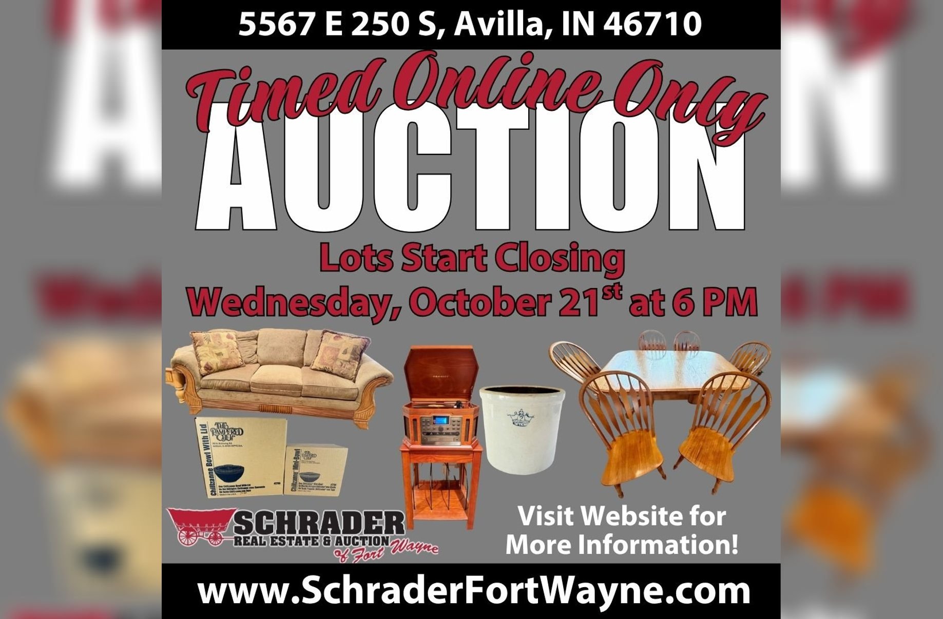 Estate Sale on East 250 South, Avilla IN — Avilla, IN Online Auction by Schrader Real Estate & Auction Of Fort Wayne