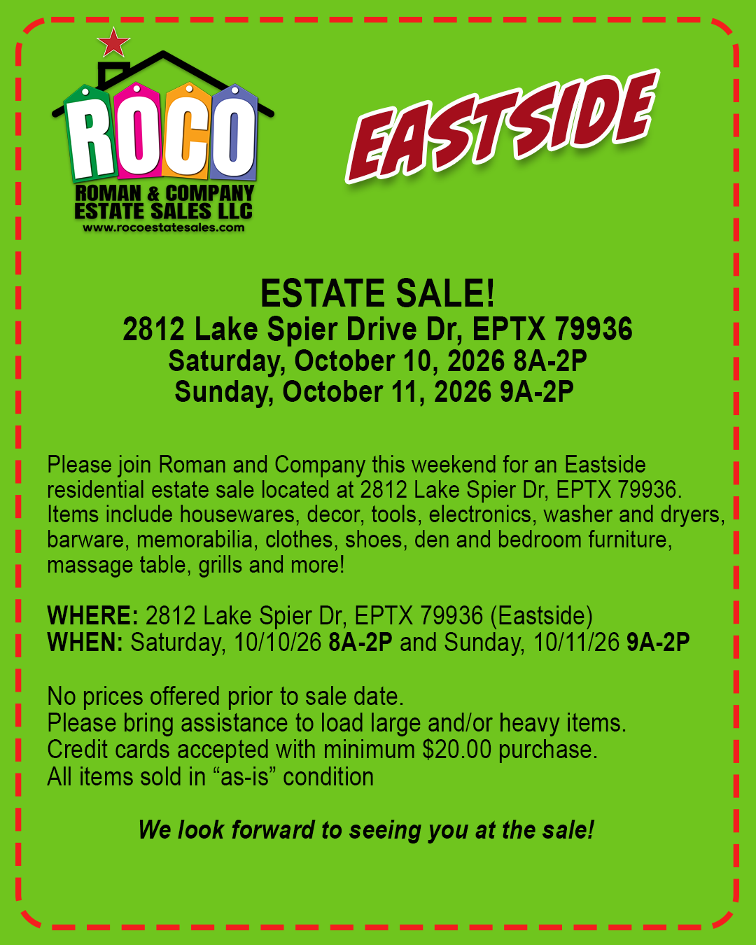 Estate Sale on El Paso, El Paso TX — El Paso, TX Estate Sale by Roman and Company Estate Sales LLC