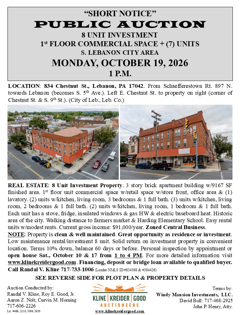 Estate Sale on Lebanon, Lebanon, PA — Lebanon, PA Sale by Kline, Kreider & Good Auctioneers, LLC, photo 1